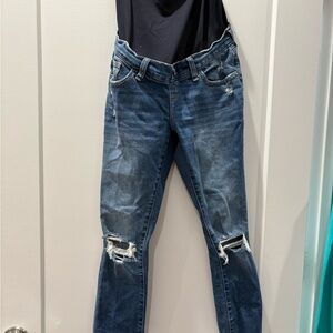 Distressed Cropped Abercrombie and Fitch Maternity Jeans